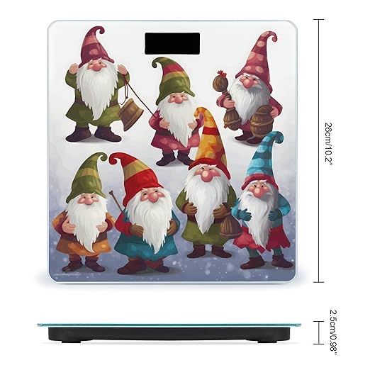 Xmas Funny Gnomes Smart Scale for Body Weight Accurate Bathroom Scale with LED Display Digital Weight Scales Weighing Machine High Precision Scales for Bath Home