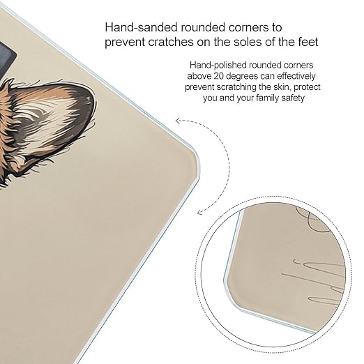 Hand Drawn Sketch Corgi Scale for Body Weight Accurate Digital Bathroom Scale Toughened Glass High Precision Scales Smart Weight Scales with Large LCD Backlight Display Weighing Machine
