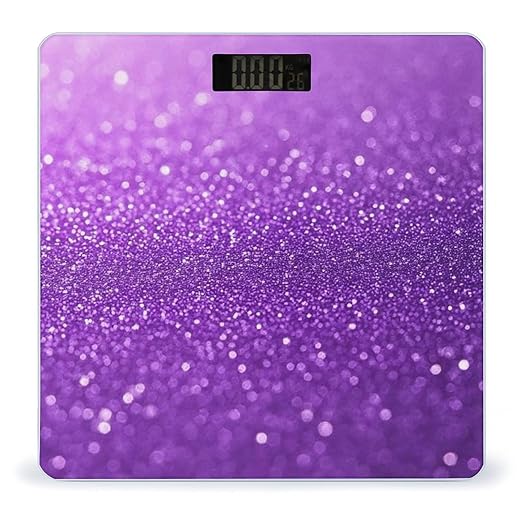 Women's Fashion Automatic Switch Digital Bathroom Weighing Scale Smart Scale Purple Glitter Sparkle Pattern