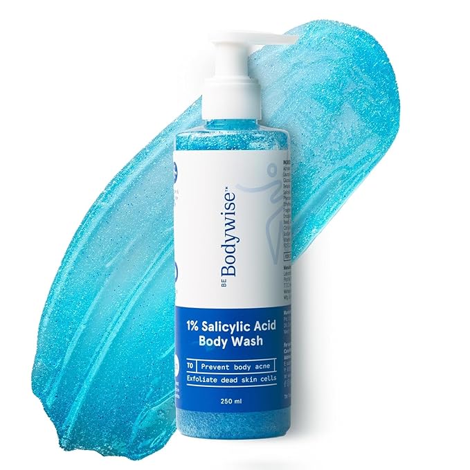 Be Bodywise 1% Salicylic Acid Exfoliating Body Wash Shower Gel 250ml | Prevents Body Acne Bumpy skin &amp Deep cleanses | Suitable for All Skin Types.