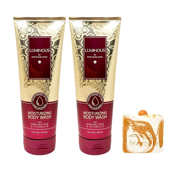 Bath &amp Body Works Luminous 2 Moisturizing Body Washes with a Peach Gardenia Bar Soap