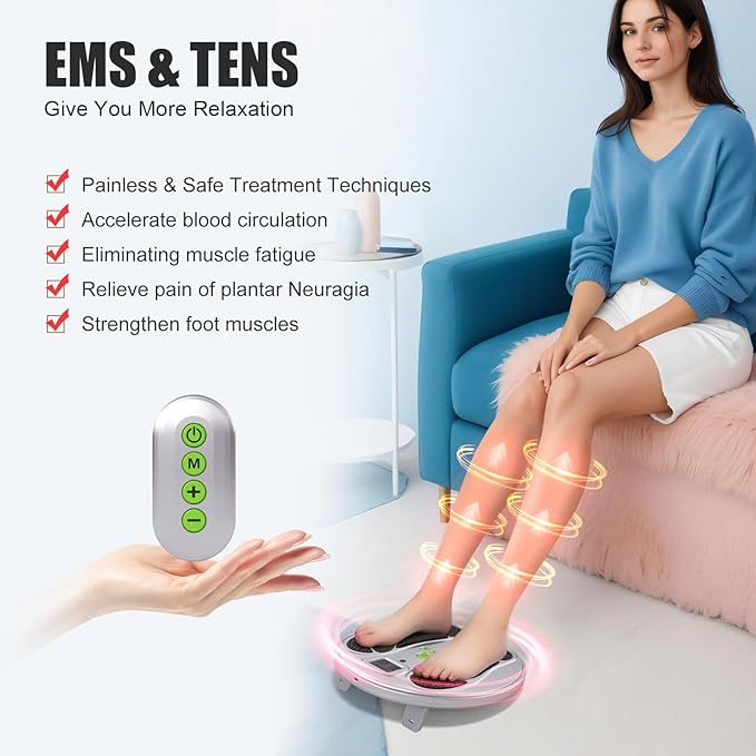 FDA Cleared - EMS Foot Massager for Neuropathy &amp Pain Relief TENS Unit Foot Leg Stimulator for Circulation &amp Muscle Relaxation Electric Feet Massager for Neuropathy Gifts for Family Dad Mun