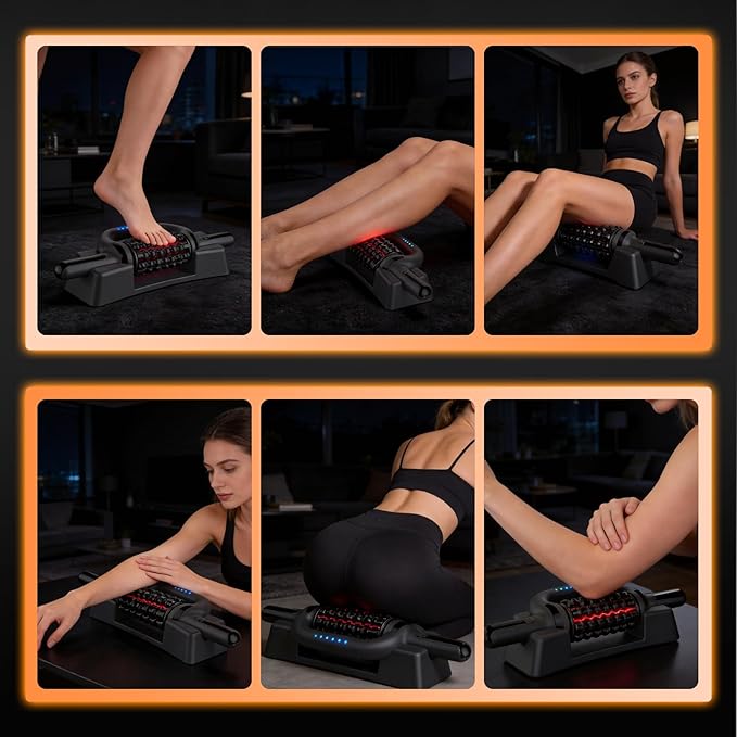 Electric Rolling Massager with Redlight Lymphatic Drainage Massager for lymphedema &amp lipedema Muscle recovery Stick and Back Massage Roller 6-Speed Massage Roller Tool for Arm Legs Calf Foot