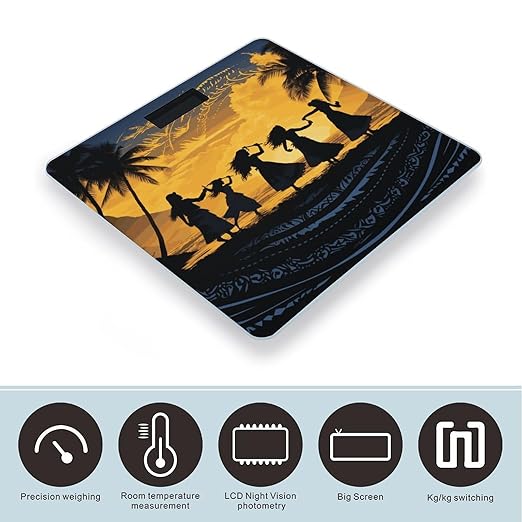 Five Silhouettes of Hawaiian Dance Bathroom ScaleHighly Accurate Digital Weighing Machine for People Bright LED Display Weight Scale for The Aldult Home Use