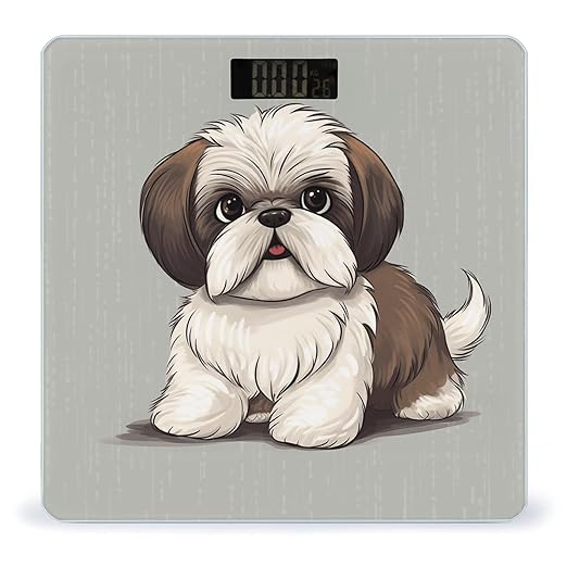 Shih Tzu Dog Bathroom Scale Large LCD Backlight Display Digital Scale Rounded Corners Body Scales Automatic Power On/Off Bathroom Scales for Home Bedrooms
