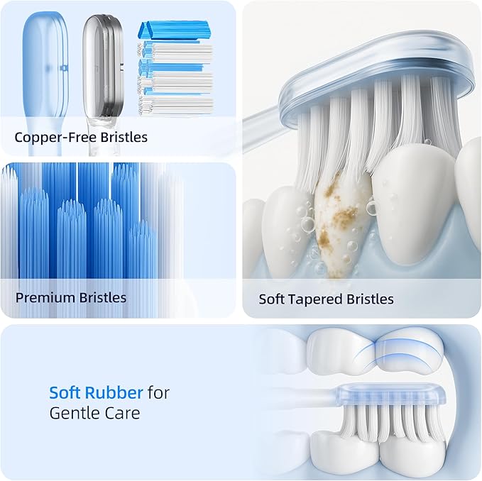 SYNHOPE 60° Oscillating Sonic Electric Toothbrush Rechargeable Battery &amp Fast Charge [Oscillation 60° Swing Amplitude] 3 Brush Heads IPX7 &amp Teeth Whitening Ultrasonic Cleaning Tooth Brush.