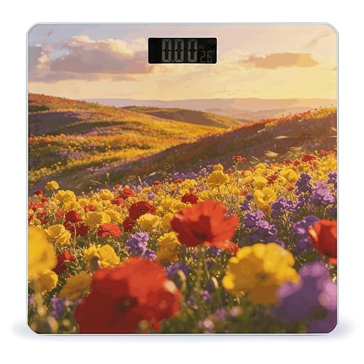 Gilded Flower Sea Weight ScaleClear LED Display Bathroom Digital Weighing ScaleTempered Glass Digital Bathroom Scale for Body Weight Capacity Up to 400 Lbs