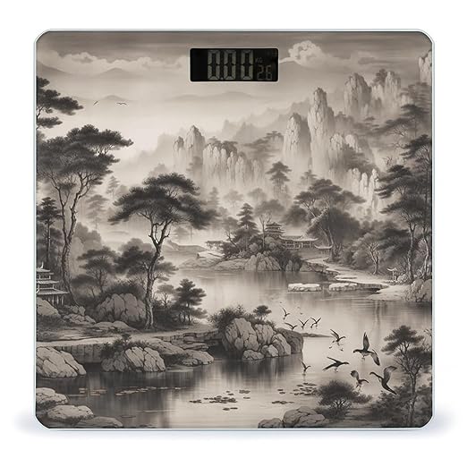 Black and White Landscape Scale for Body Weight Accurate Digital Bathroom Scale Toughened Glass High Precision Scales Smart Weight Scales with Large LCD Backlight Display Weighing Machine