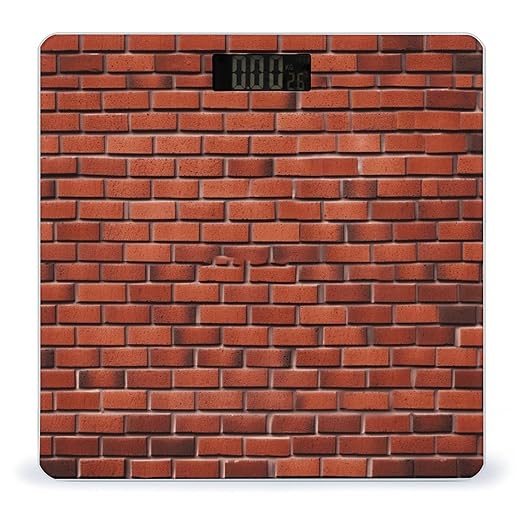 Red Brick Wall Bathroom Scale for Body Weight LCD Display Digital Bathroom Scale Tempered Glass Bathroom Weight Scales Fashion Smart Scales for Home Bedroom 400 Lb