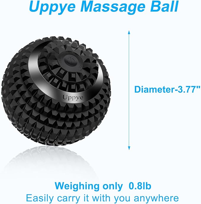 Uppye Vibrating Ball Massager 4-Speed High-Intensity Fitness Lacrosse Ball Mobility Ball for Workout Recovery Deep Tissue Massager for Pain Relief and Trigger Point Treatment (Black)