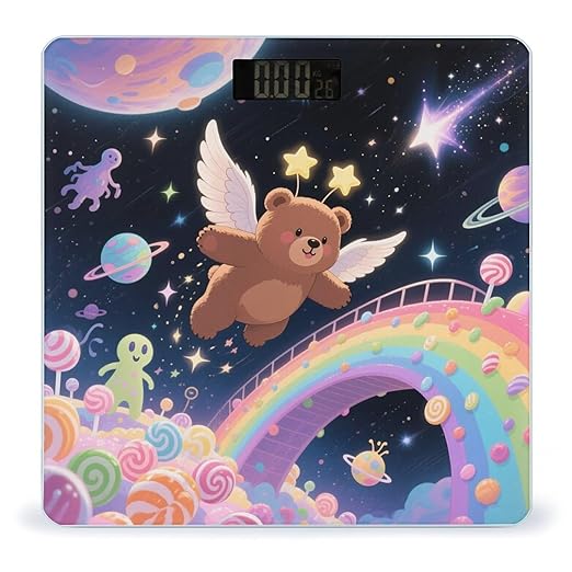 Winged Bear Weight Scale Cute Bathroom Scale for Body Highly Accurate Digital Weighing Machine for People Compact LCD Display Scales with Sturdy Toughened Glass Scales