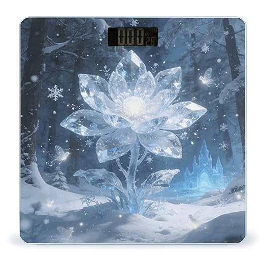 Ice Florals Smart Scale for Body Weight Digital Bathroom Scale Toughened Glass Weight Scale with Large LCD Backlight Display High Precision Scales Weighing Machine