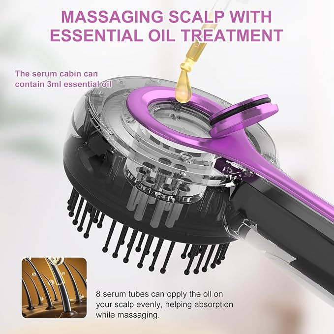 Yi Dong Electric Scalp Massage Comb with 4500mm² 66 Nodes 3 Modes Built-in 3ml Essential Oil Reservoir Type-C Rechargeable - Long-Lasting Hair Care Gift