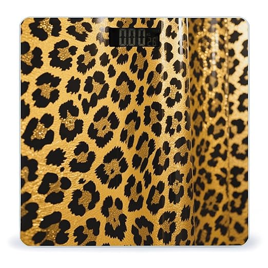 Leopard Print Weight Scale Large Bathroom Scales Digital Weight with Bright LED Display Non Slip Automatic Weighing Scale Fashion Weighing Machine for Body