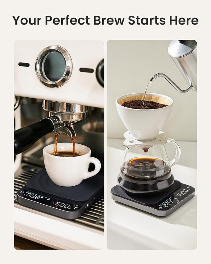 RENPHO Coffee Scale with Timer and RENPHO Smart Scale for Body Weight with 7-in-1 Large Display