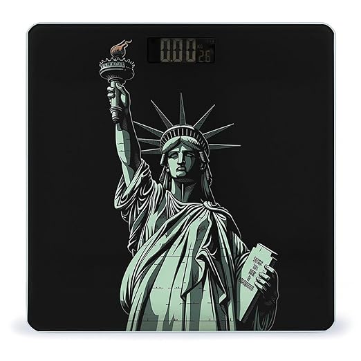 Statue of Liberty Pattern Scale for Body Weight Sturdy Tempered Glass Weighing Scales with LCD Display Accurate Digital Bathroom Scale Convenient Body Fat Smart Scales Easy Read