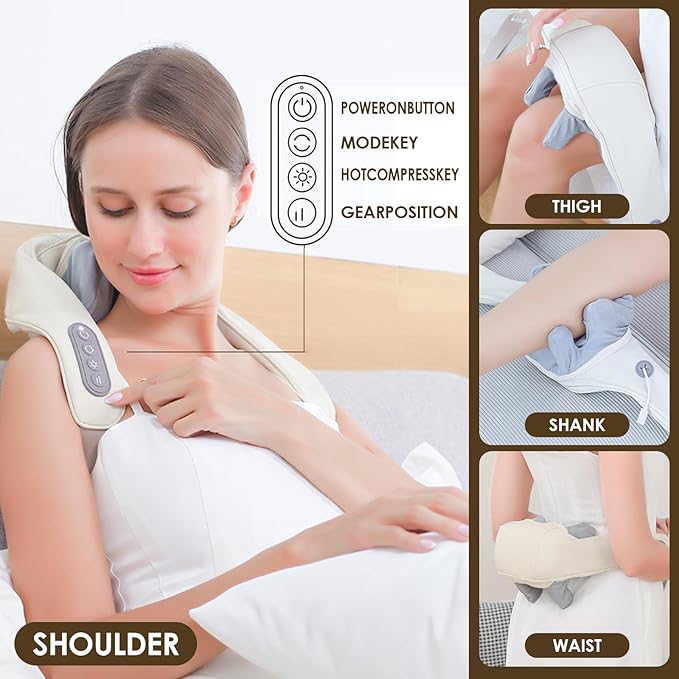 Therapexa Neck &amp Shoulder Massager Back Massager for Pain Relief Deep TissueMassager for Neck and Shoulder PainBack Massager with Heat. (Gray)