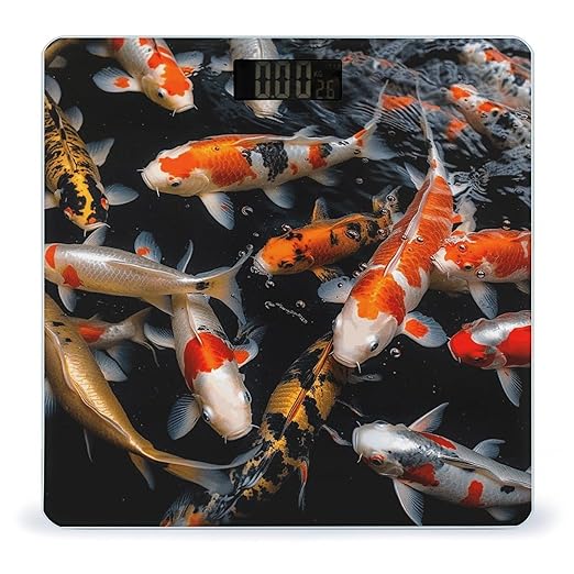 Japan Fancy Koi Carp Fishes Scale for Body Weight Accurate Digital Bathroom Scale Toughened Glass High Precision Scales Smart Weight Scales with Large LCD Backlight Display Weighing Machine