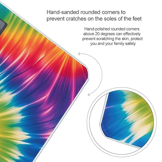 Tie Dye Rainbow Scale for Body Weight Digital Bathroom Scale Toughened Glass High Precision Scales for Body Weight with Large LCD Backlight Display Weight Scales
