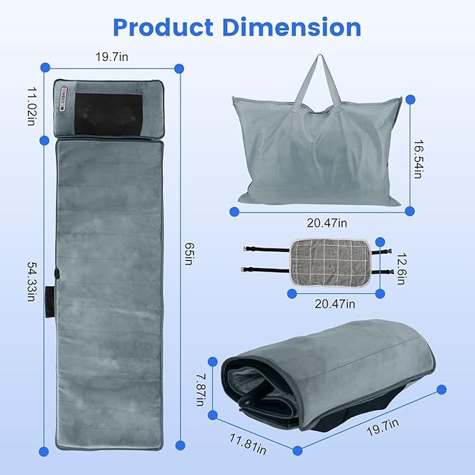 Full Body Massage Mat with HeatMassage Mattress with Shiatsu Neck Massager &amp Movable Neck Back Massager Pillow10 Vibrating Motors9 Massaging Modes &amp Timer for Back Leg Pain Relief