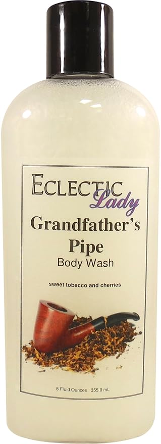 Eclectic Lady Liquid Pearl Body Wash - Grandfather's Pipe Scent 3-in-1 Use For Bubble Bath Hand Soap &amp Body Wash Phthalate-Free Grandfather's Pipe Fragrance Handcrafted in USA (8 oz)