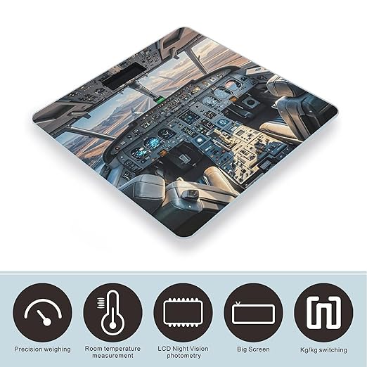 Airplane Cockpit Scale for Body Weight Smart Scales Digital Bathroom Scale High Precision Weighing Scales with Large Display Weighing Machine for People