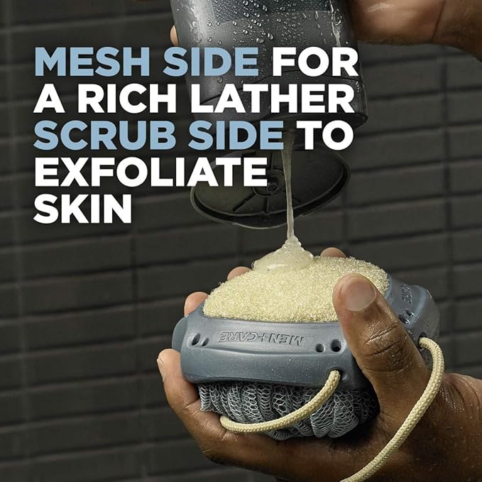 DOVE MEN + CARE Shower Tool 4 Count For Stronger Healthy-Feeling Skin Active Clean Scrubs and Exfoliates for a Deeper Clean With Body Wash