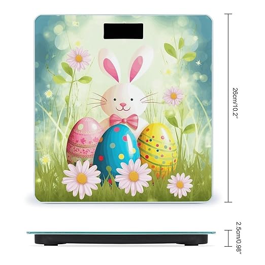Spring Happy Easter Holiday Scale for Body Weight Sturdy Tempered Glass Weighing Scales with LCD Display Accurate Digital Bathroom Scale Convenient Body Fat Smart Scales 400lb