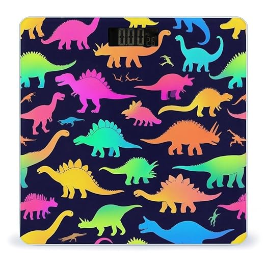 Automatic Switch Digital Bathroom Weighing Scale Smart Scale for Body Weight Neon Funny Dinosaurs