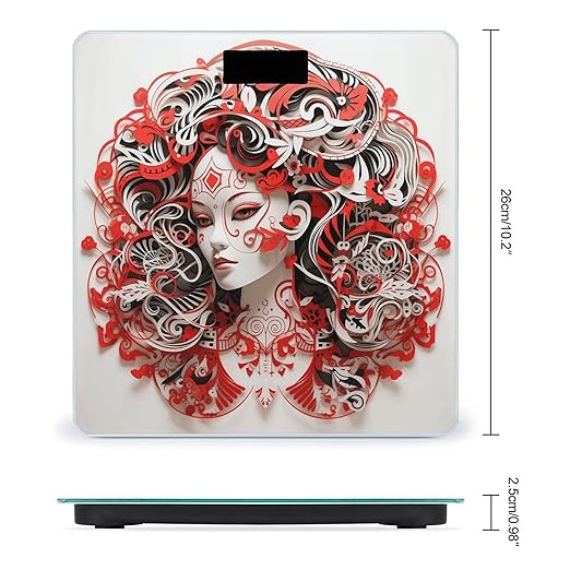 Red Paper Cut Style Smart Scale for Body Weight Accurate Bathroom Scale with LED Display Digital Weight Scales Weighing Machine High Precision Scales for Bath Home