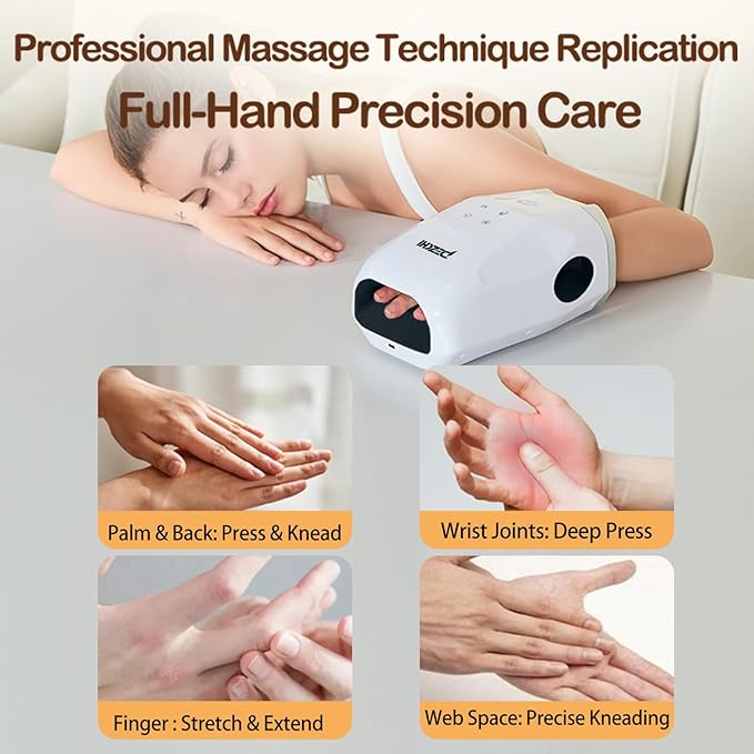 Hand Massager with Heat and Compression for Arthritis and Carpal Tunnel FingerPalm and Wrist MassageHand Relief5 Pressure Levels 5 ModesRelaxation at OfficerGifts for MenWomen and Mom