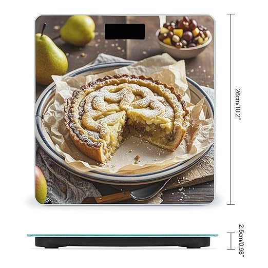 Pear Pie on Paper Scale for Body Weight Digital Bathroom Scale Toughened Glass High Precision Scales for Body Weight with Large LCD Backlight Display Weight Scales
