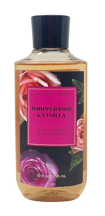 Bath &amp Body Works Whipped Rose &amp Vanilla 3 Shower Gels with a Peach Gardenia Sample Soap