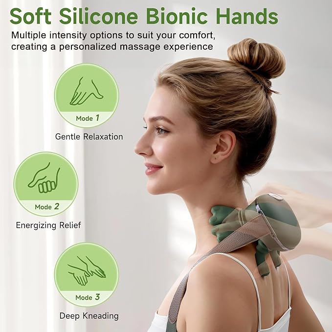 Deep Tissue Shiatsu Neck Massager with Heat 4D Kneading Electric Massager for Neck Shoulders Foot &amp Back Cordless Portable Masajeador de Espalda y Cuello for Home Office Travel