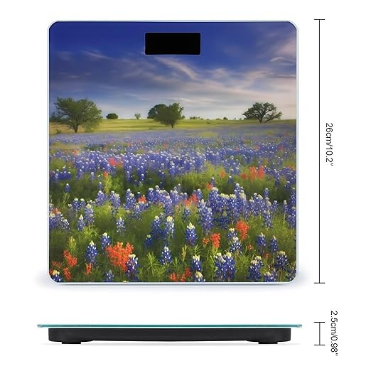 Digital Bathroom Scale for Body Weight Scale with Bright LCD Display High Accuracy Step-On Technology Auto On/Off Texas Bluebonnets Scenery Digital Scales 400 Lbs /180kg