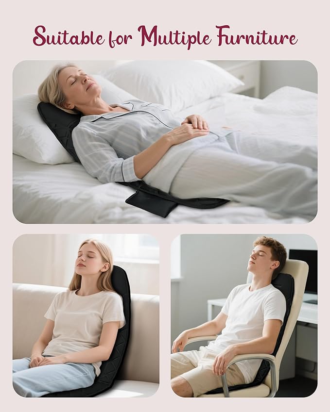 Vibraiton Back Massager for Chair Massage Seat Cushion Back Massage Pad with Heat10 Vibration Motors5 Vibration ModesChair Massager at Office/Home