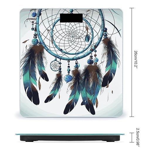 Digital Bathroom Scale for Body Weight Scale with Bright LCD Display High Accuracy Step-On Technology Auto On/Off Native American Dream Catcher Digital Scales 400 Lbs /180kg
