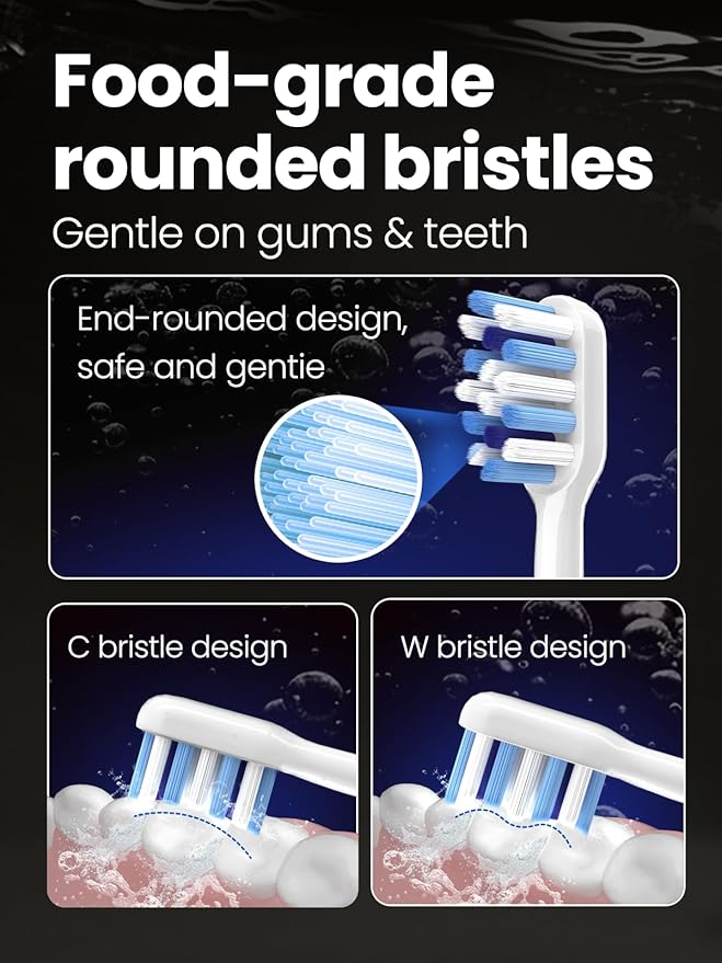 Electric Toothbrush for Adults 180 Days Battery Life Rechargeable Sonic Toothbrush with 4 Brush Heads Smart Timer 55000VPM for Deep Cleaning &amp Whitening with 5 Modes Travel Case White