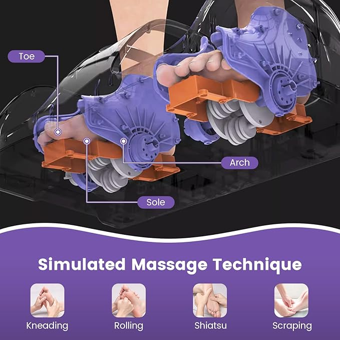 KOTEK Foot Massager Machine Shiatsu Foot and Calf Massager with 3 Massage Modes Remote Control Electric Deep Kneading Rolling Scraping Massage for Leg/Arm/Ankle Increase Blood Circulation (White)