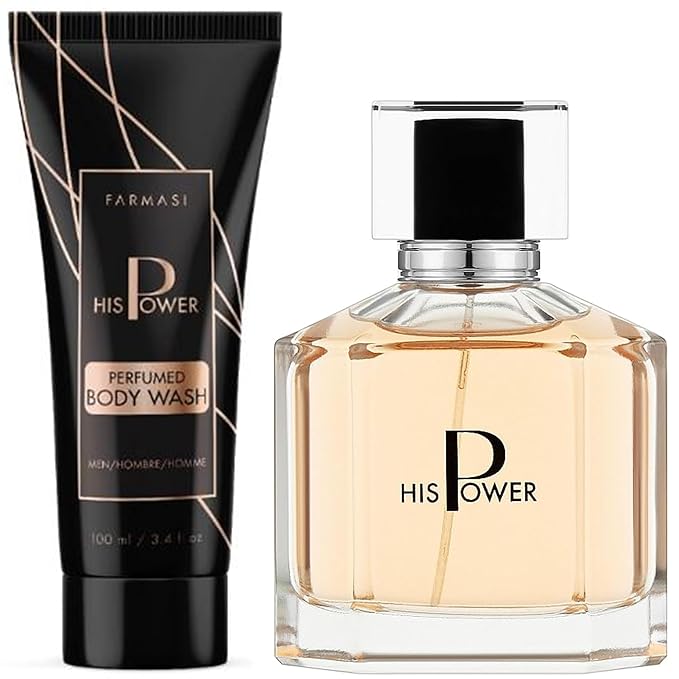 FARMASi Set: Men's Perfumed Shower Gel His Power 100ml/3.38flOz &amp Men's Perfumed Water His Power 100ml/3.38flOz - Refreshing Cleansing Invigorating Scent Long-Lasting Fragrance Masculine Scen