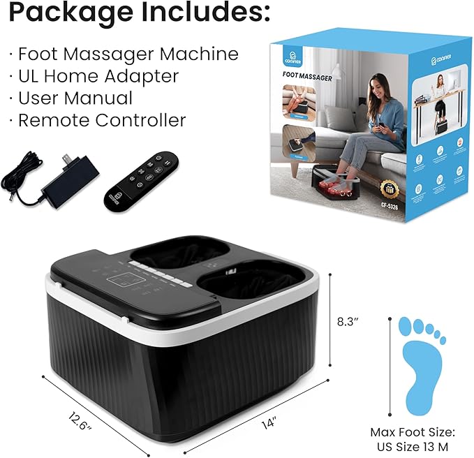 COMFIER Shiatsu Foot Massager with Heat Foot Massager for Neuropathy Plantar Fasciitis Feet Massage Machine with Deep Kneading Rolling Compression and Remote Control