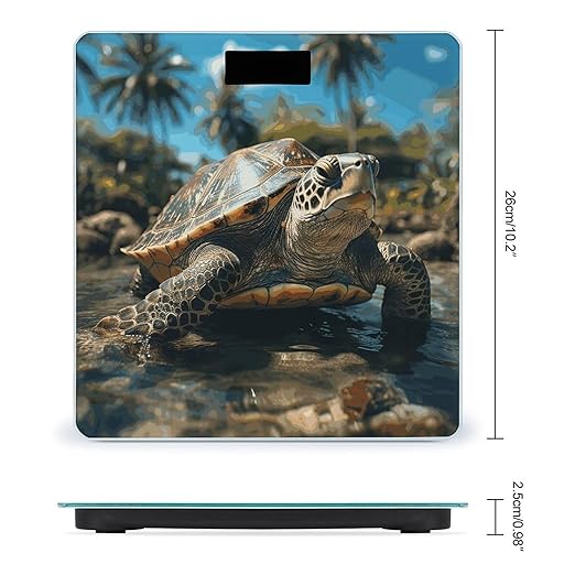 Big Turtle and Palm Trees Bathroom Scale for Body Weight Bathroom Weighing Scale with Backlit LCD Display Highly Accurate Measures Weight Up to 180kg