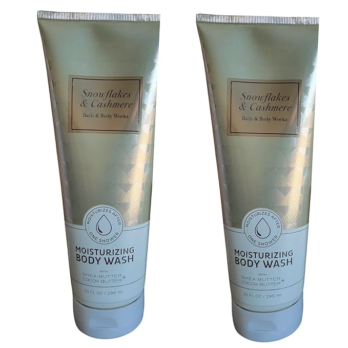 Bath and Body Works Gift Set of 2 - 10 Ounce Moisturizing Body Wash - (Snowflakes &amp Cashmere)