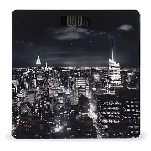 New York Night Sky Weight Scale Digital Electronic Scales Bathroom Scale Larg LCD Backlight Display High Precision MeasurementsTempered Glass