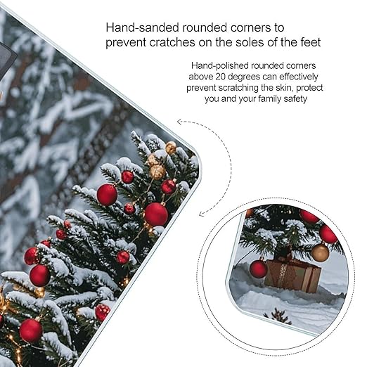Cow Deer Trees Christmas Bathroom Scale for Body Weight LCD Display Digital Bathroom Scale Tempered Glass Bathroom Weight Scales Fashion Smart Scales for Home Bedroom 400 Lb