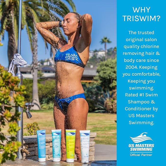 TRISWIM Swim Care Set | Chlorine Removal Shampoo &amp Chlorine Removal Body Wash 8.5 fl oz Each | Aloe Vera Formula | Removes Chlorine Restores Hair &amp Soothes Skin