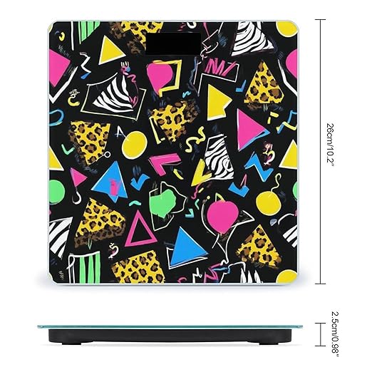 Women's Digital Bathroom Weighing Scale Automatic Switch Energy Saving Scale Smart Scale for Body Weight Geometric Checkered Zebra Tiger Leopard Print Retro 80s 90s Black
