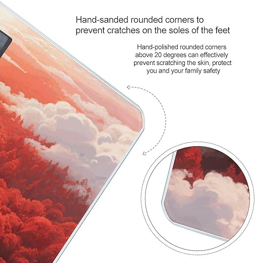 Red Sun Forest Weight Scale Large Digital Bathroom Scales with Bright LED Display Non Slip Digital Scale and Step On Fashion Weighing Machine for Body