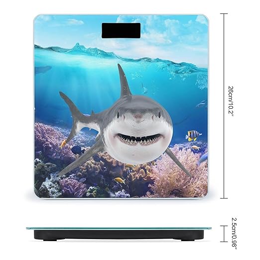 Shark Ocean Theme Scale for Body Weight Digital Bathroom Scale Precision Smart Weighing Scales with Clear LED Display Accurate High Precision Scales Weighing Machine