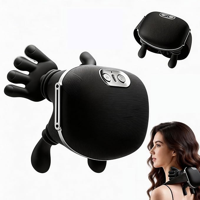 CBQ Neck and Shoulder Massager with Heat for Pain Relief Deep Tissue Bionic Hand Massager for Back Neck Relaxation Cordless Portable Home Office Travel Massage Adjustable Intensity